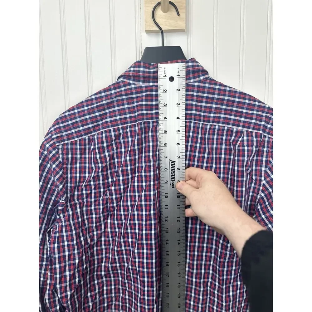 Banana Republic Medium Red Blue Gingham Check Soft‎ Wash Button Front Shirt #45